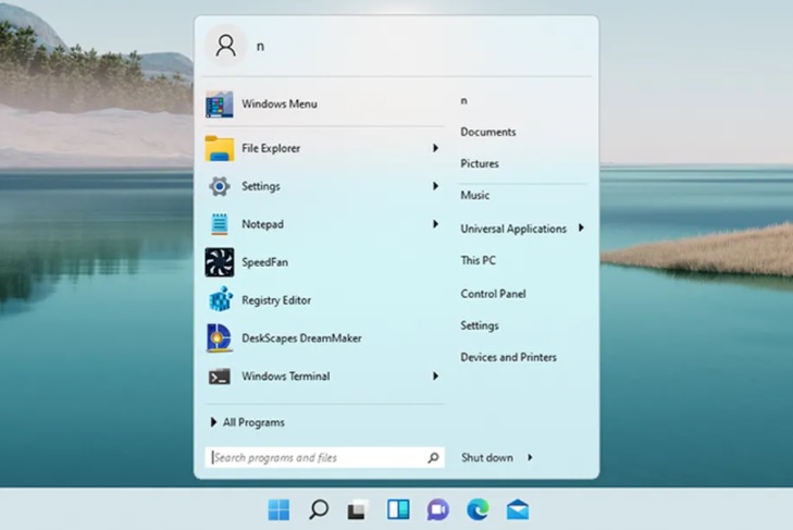 Start11 inclui um estilo antigo do menu Iniciar do Windows.