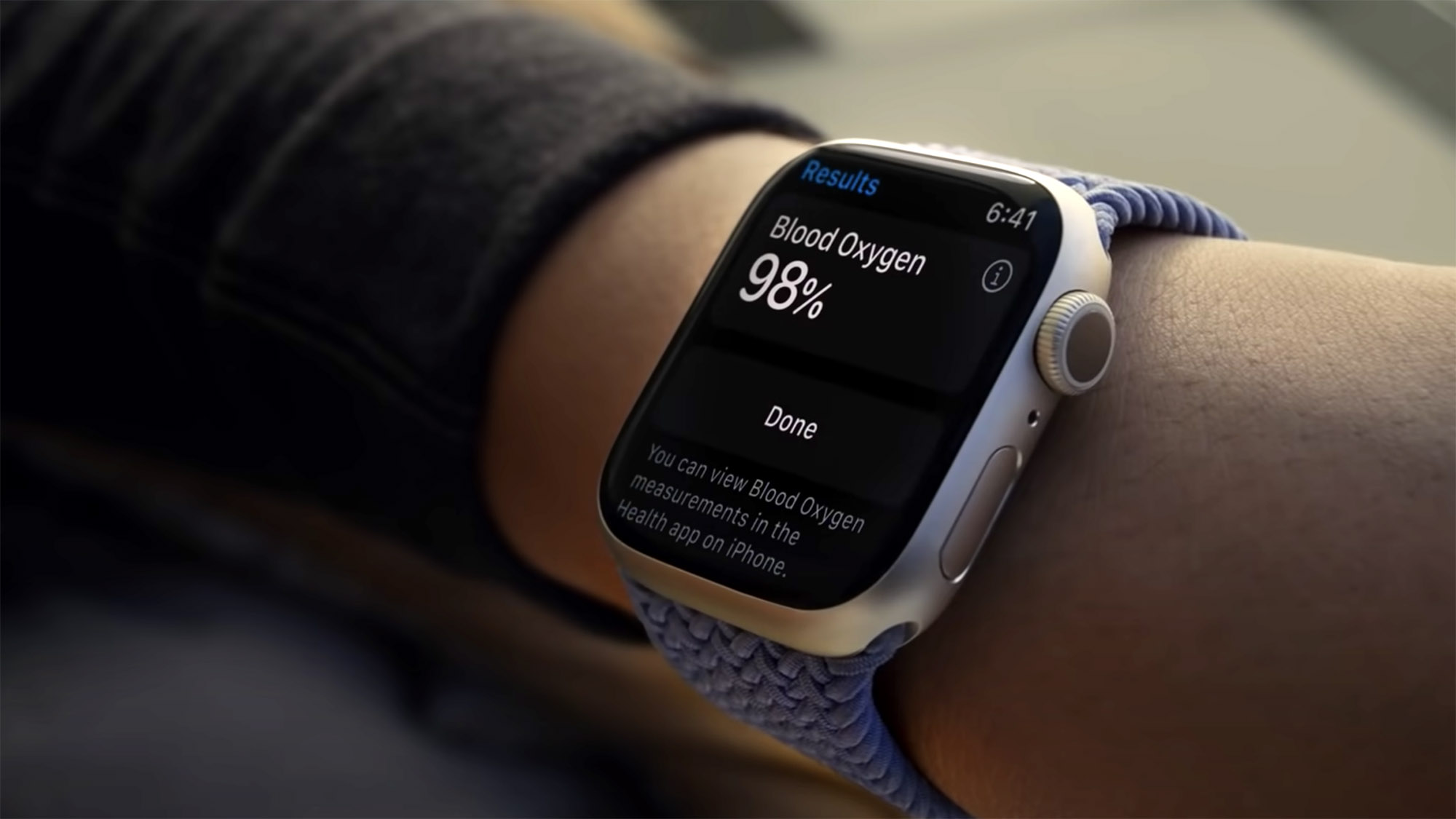 Datos de los niveles de oxígeno en sangre del Apple Watch Series 7.