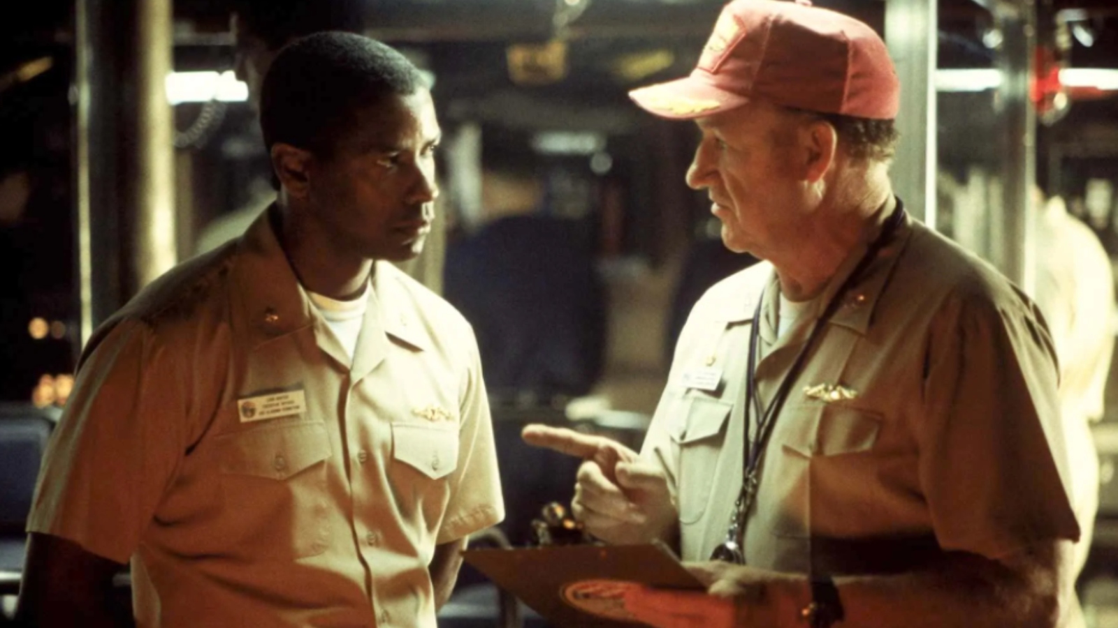 Denzel Washington and Gene Hackman in Crimson Tide.