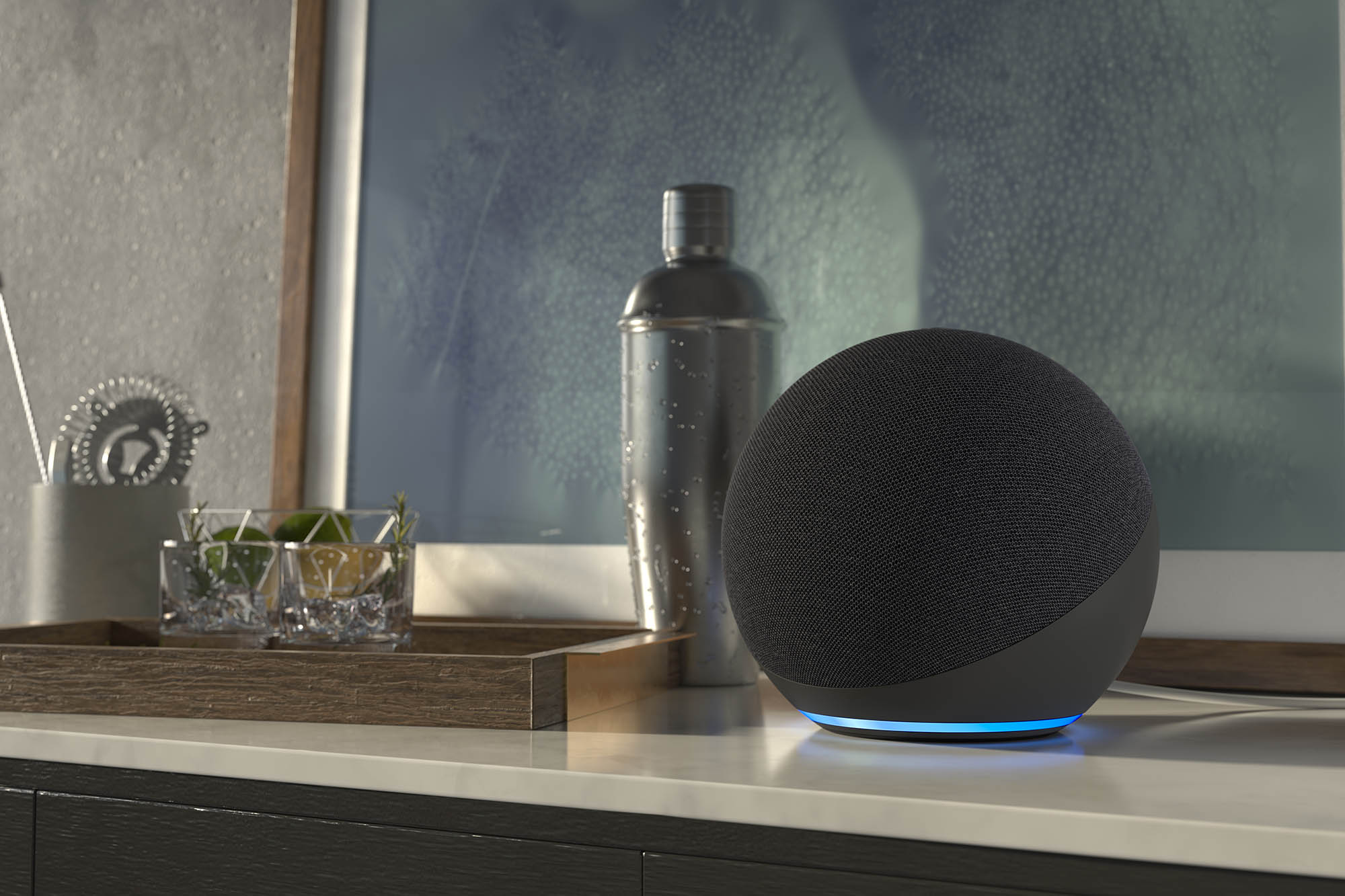 All-new Echo Dot (5th Gen, 2022 release) Charcoal with Wall Mount