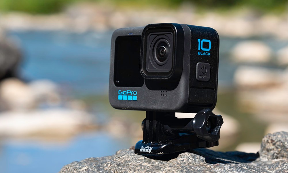 The GoPro Hero 10 placed in an outdoor environment.