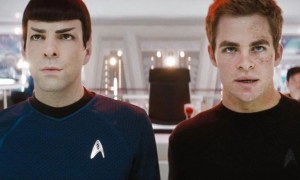 Zachary Quinto and Chris Pine in Star Trek.