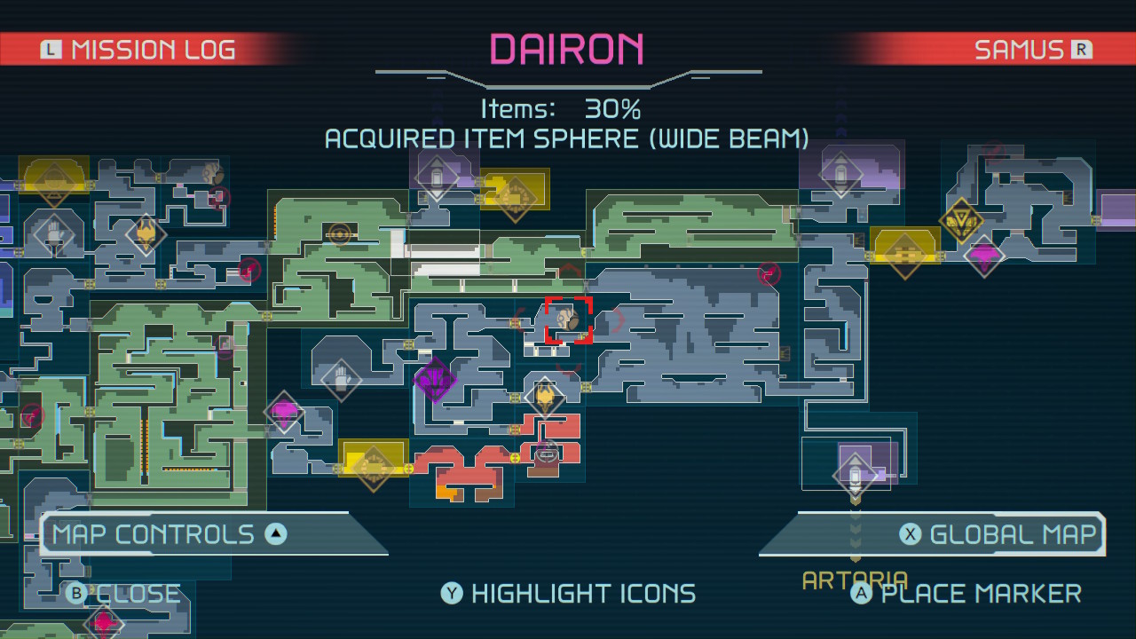 Map of Wide Beam in Metroid Dread.