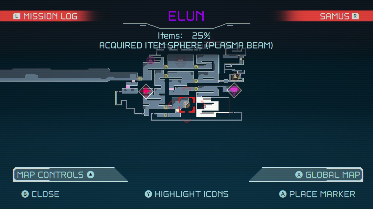 Map of Plasma Beam in Metroid Dread.