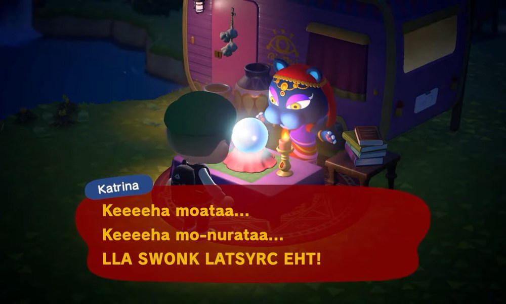 A player visits Katrina's fortune-telling booth.