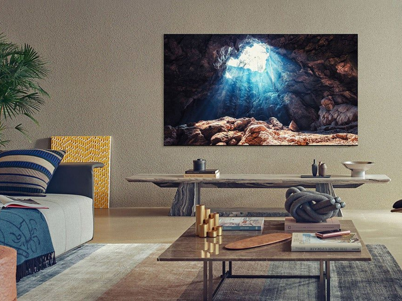 A Samsung 8K TV in a living room.