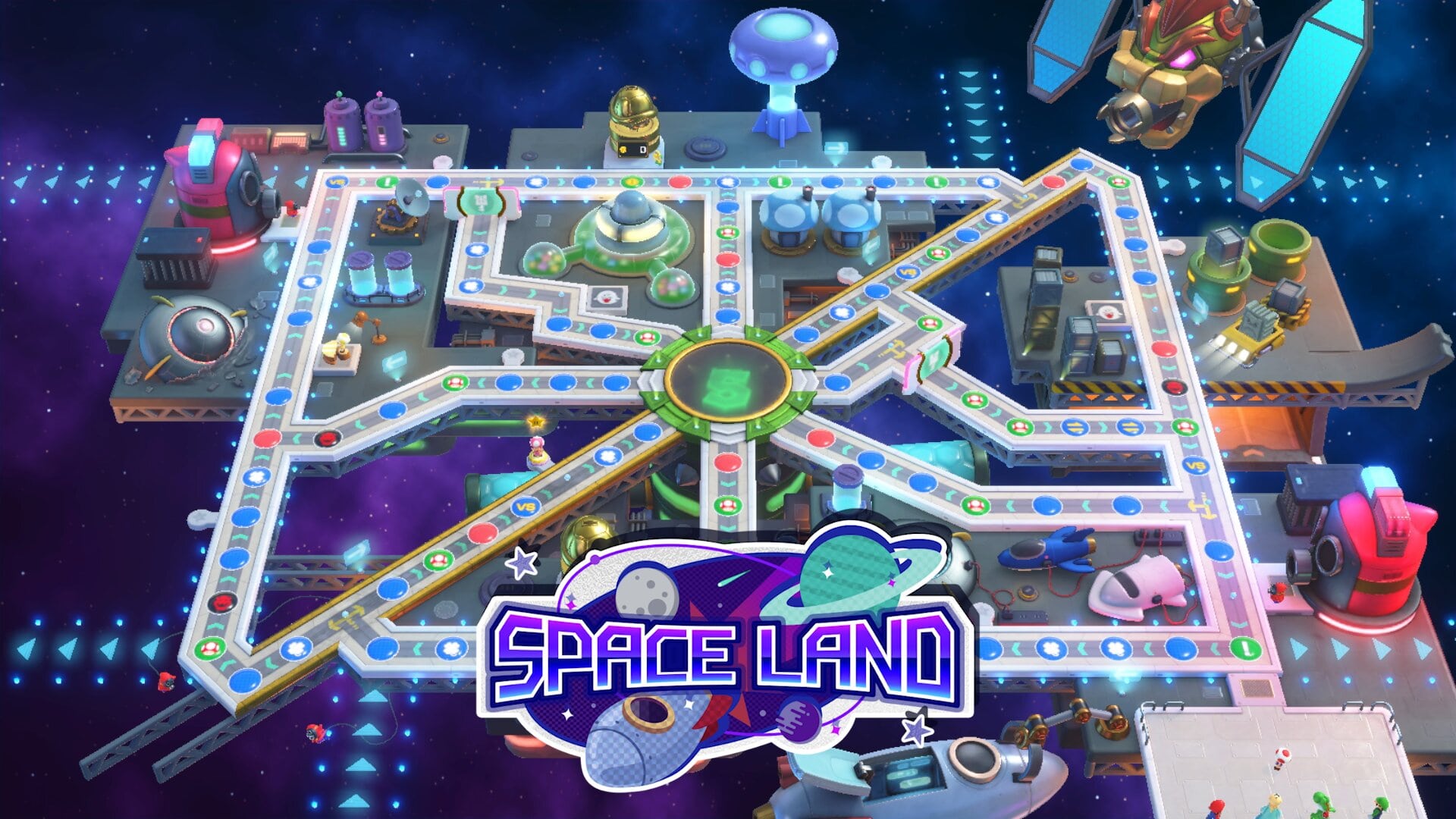 The Space Land map in Mario Party Superstars.