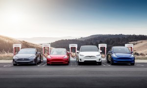 The Tesla range of vehicles connected to four supercharging stations.