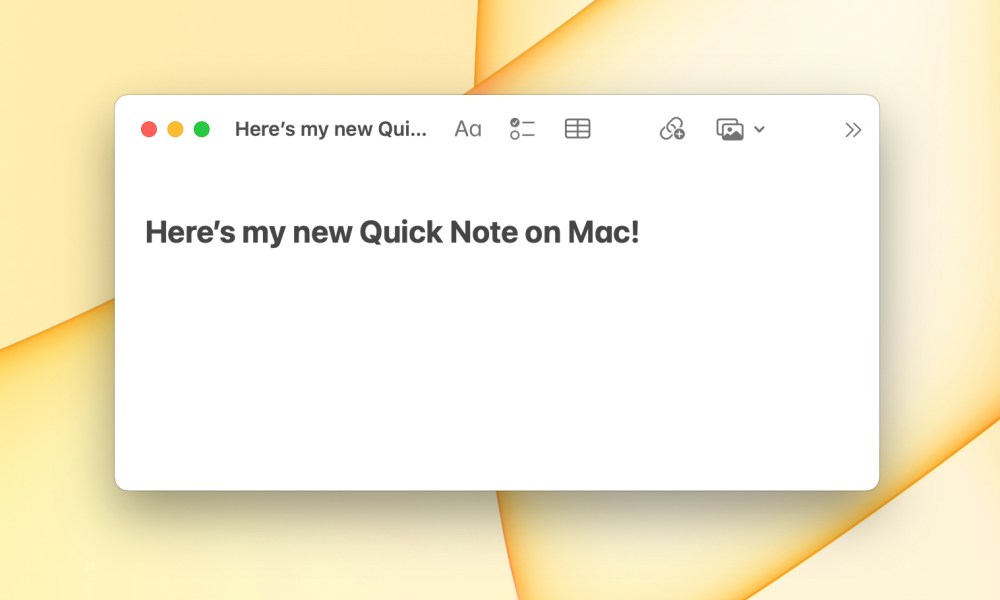 New Quick Note on Mac.