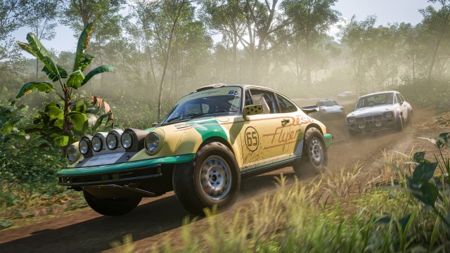 An image displaying a modified Porsche 911 for rally in Forza Horizon 5, which is up for discount during Steam Summer Sale 2023