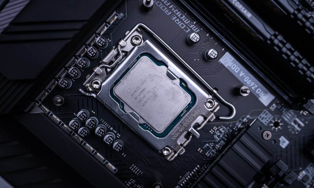 Intel Core i9-12900K in a motherboard.