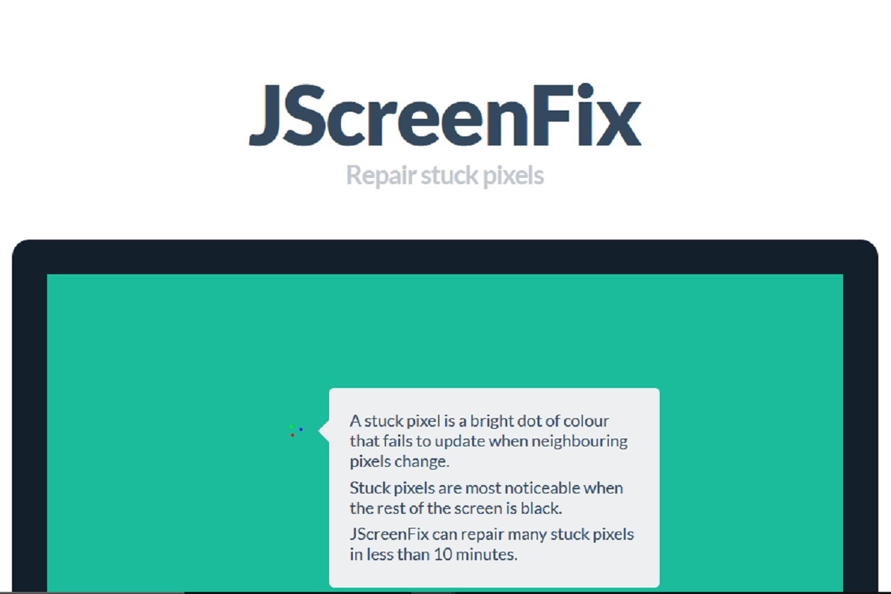 how to fix a dead pixel jscreenfix web app screenshot