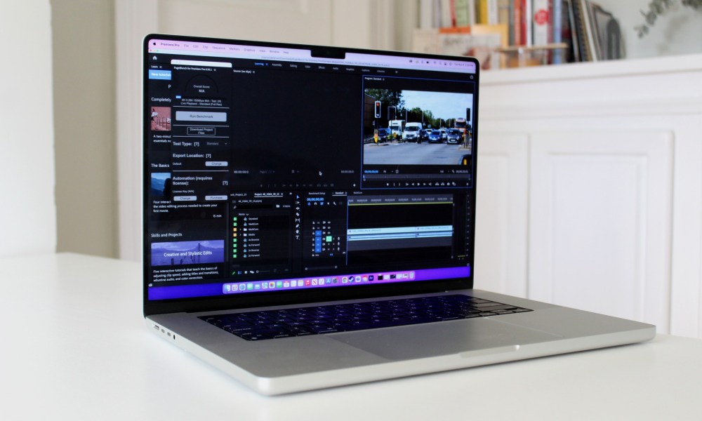 Apple MacBook Pro front view showing display and keyboard..