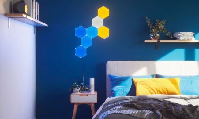 Nanoleaf Shapes Hexagon on a wall.