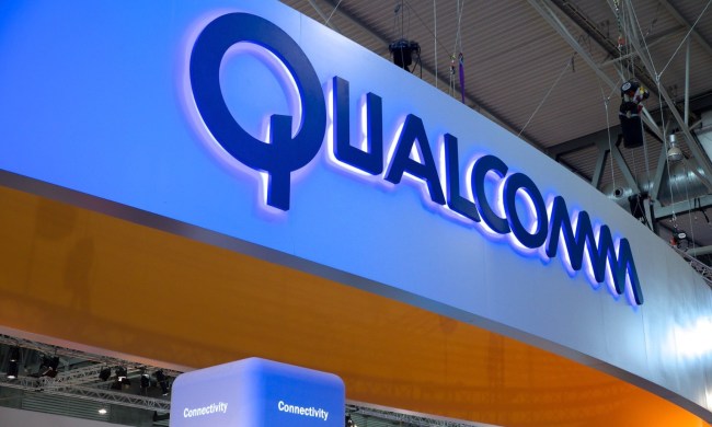 Qualcomm logo at an event.