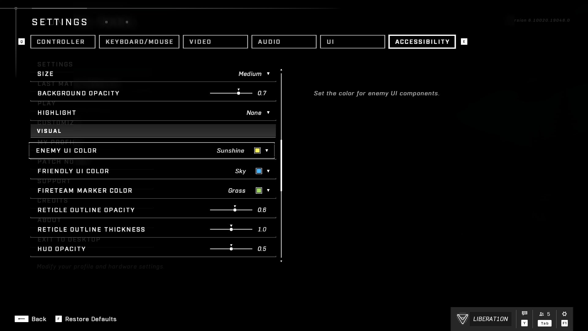 Enemy UI color option in Halo Infinite.