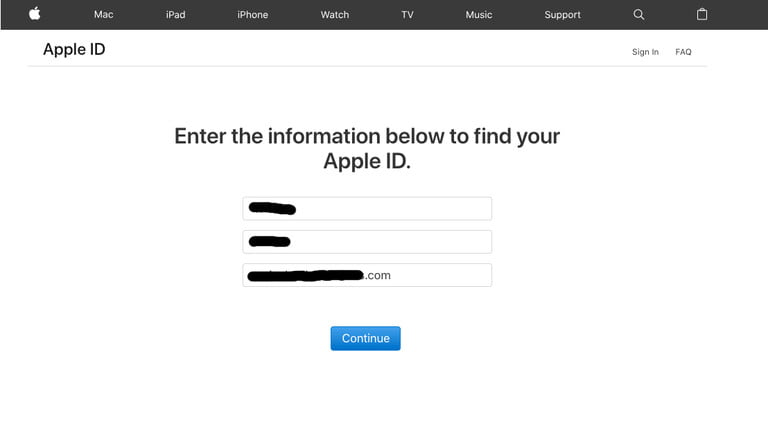 Reset apple watch online id password