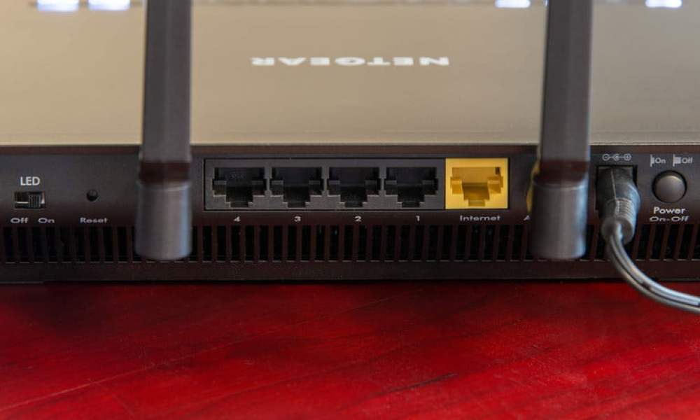 The yellow WLAN port on a router.