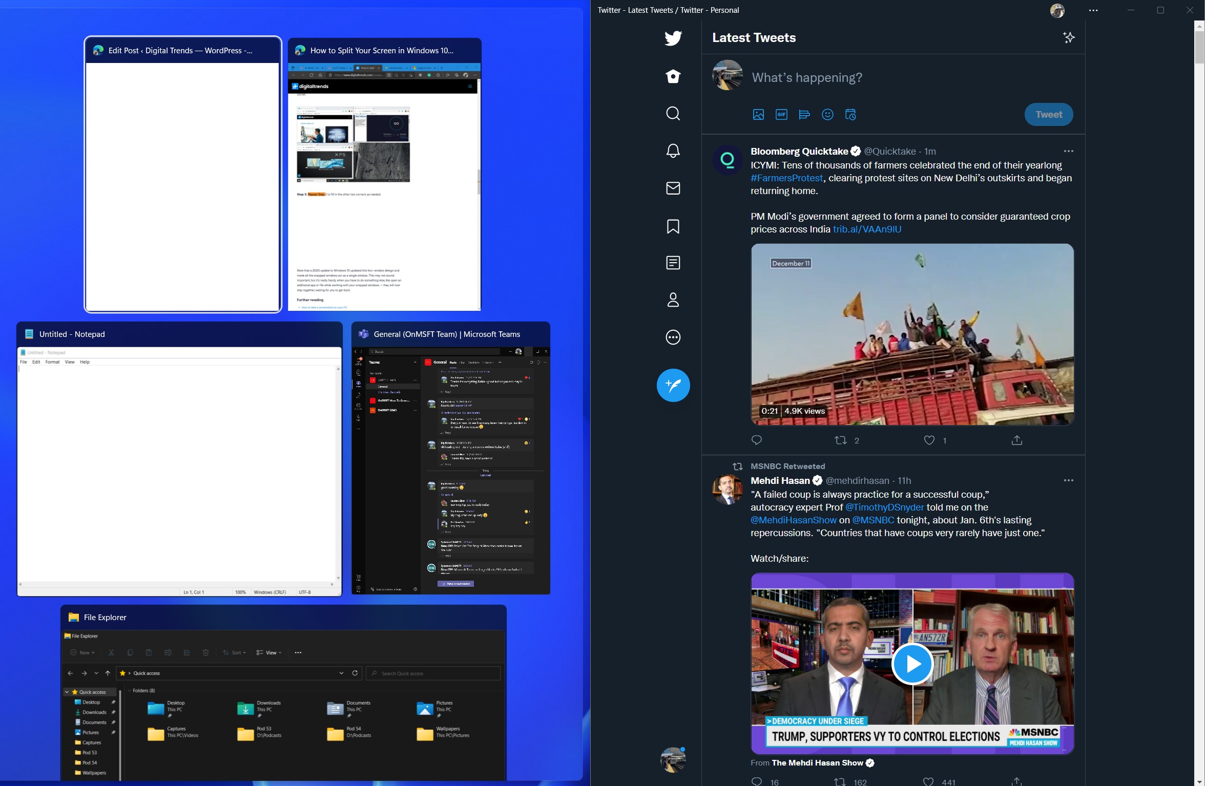 display multiple windows on one screen