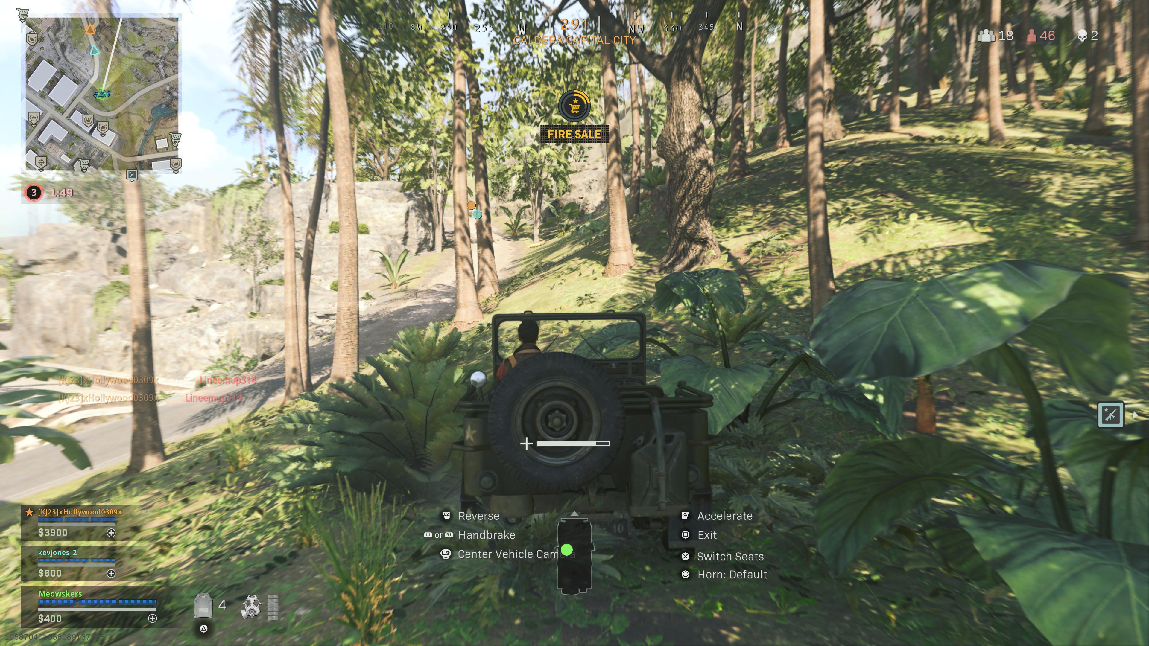 Driving vehicle on Caldera in Warzone.