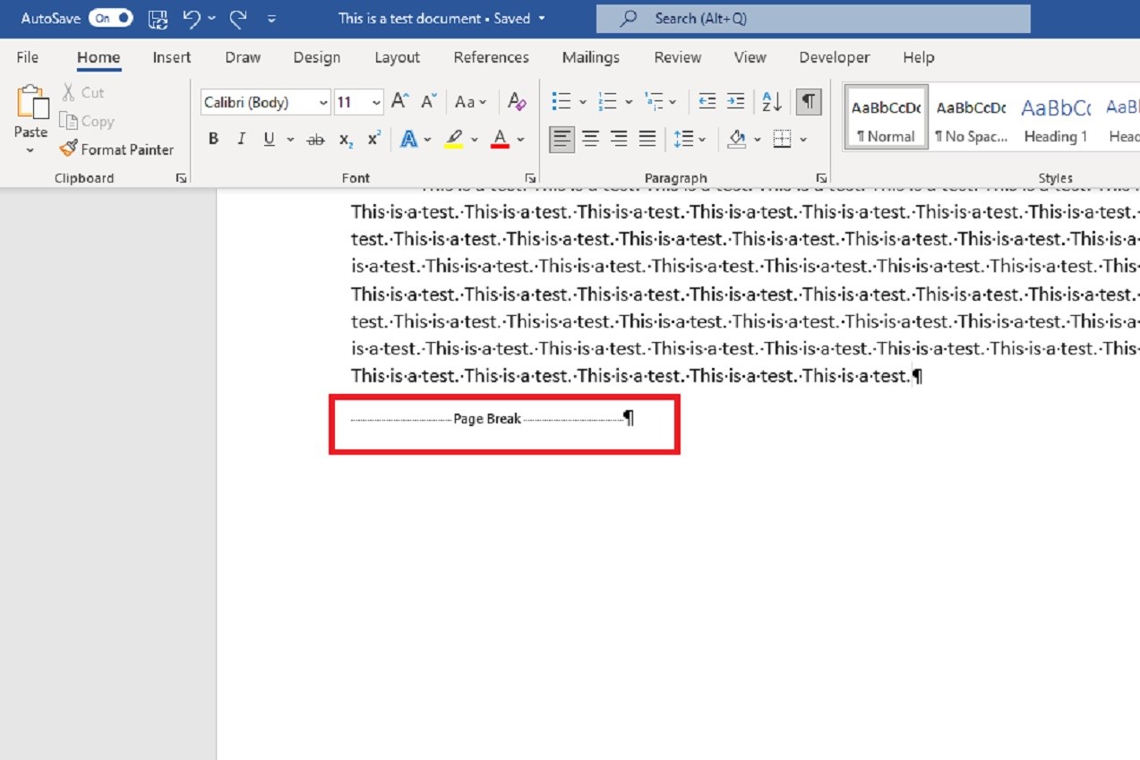 How to remove a page break in Word