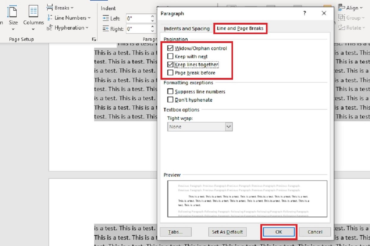 How to remove a page break in Word