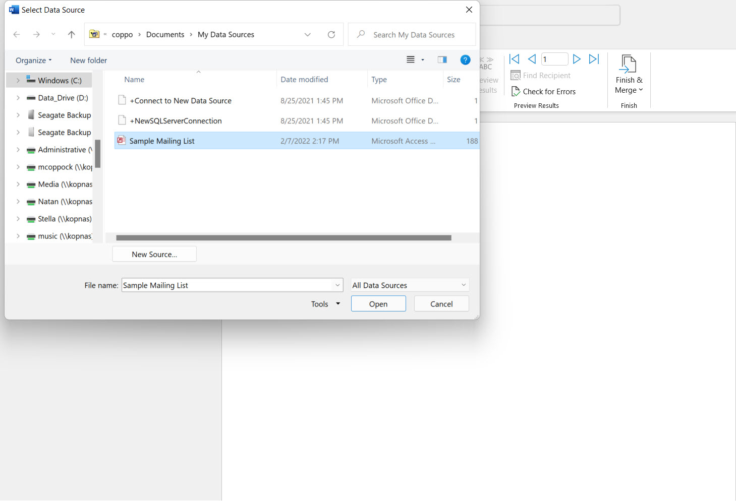 how to print labels from word open mailing list