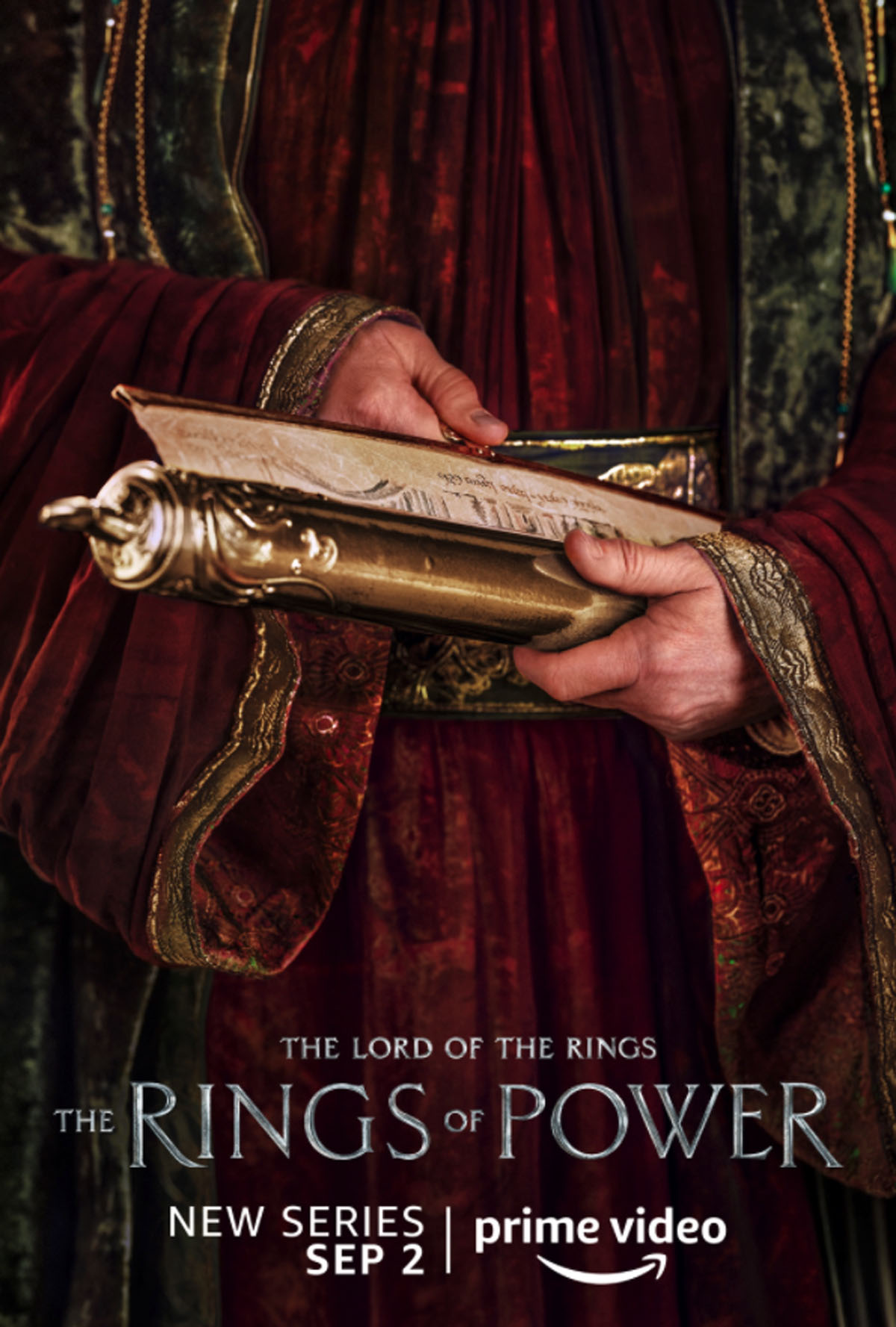 UK. A poster for (C) Studios new series : The Lord of the Rings: The  Rings of Power (2022) . Plot: Epic drama set thousands of years before the  events of J.R.R.