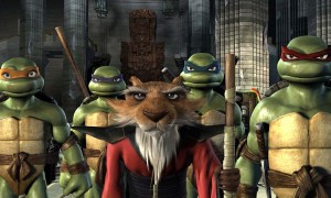 The Teenage Mutant Ninja Turtles and their master, Splinter.