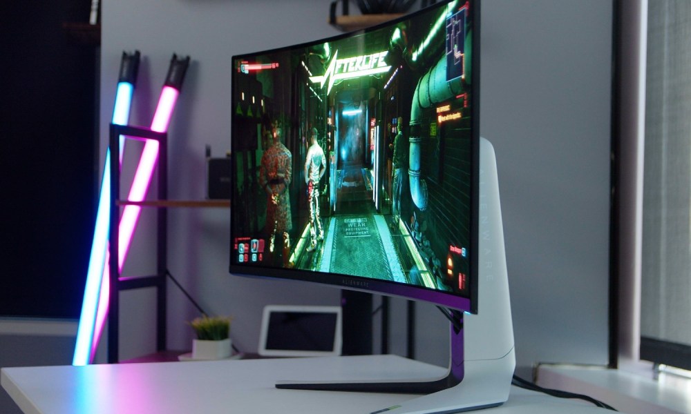 Cyberpunk 2077 running on the Alienware 34 QD-OLED.