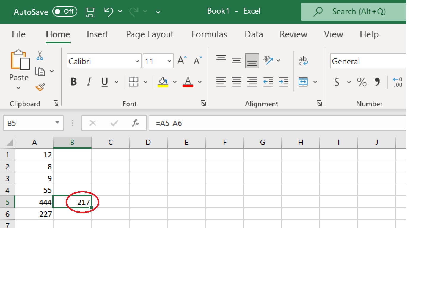 How to subtract in Excel