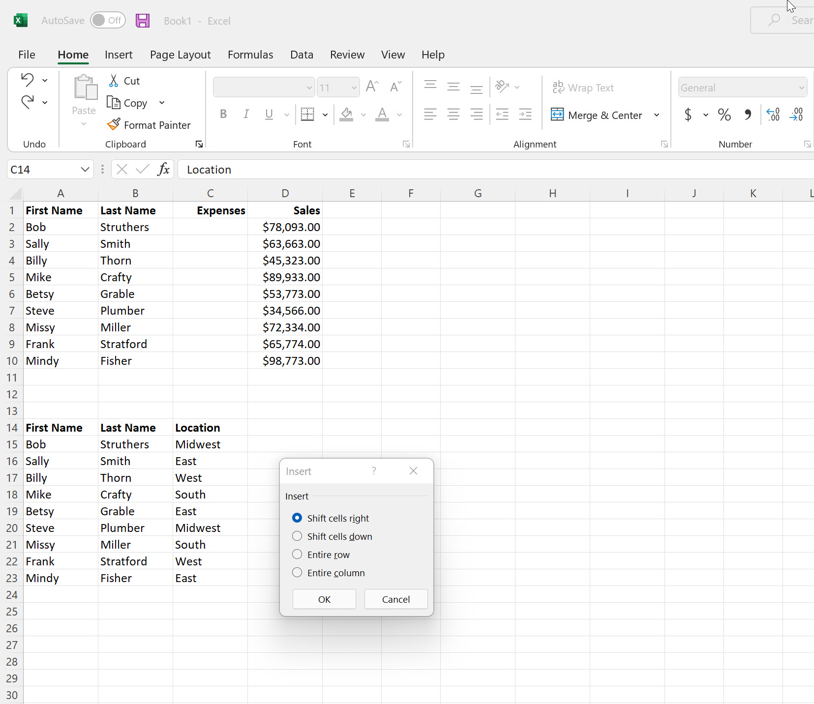 How to add a column in Excel