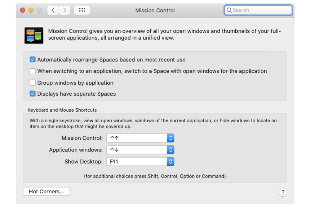 mac virtual desktop shortcuts