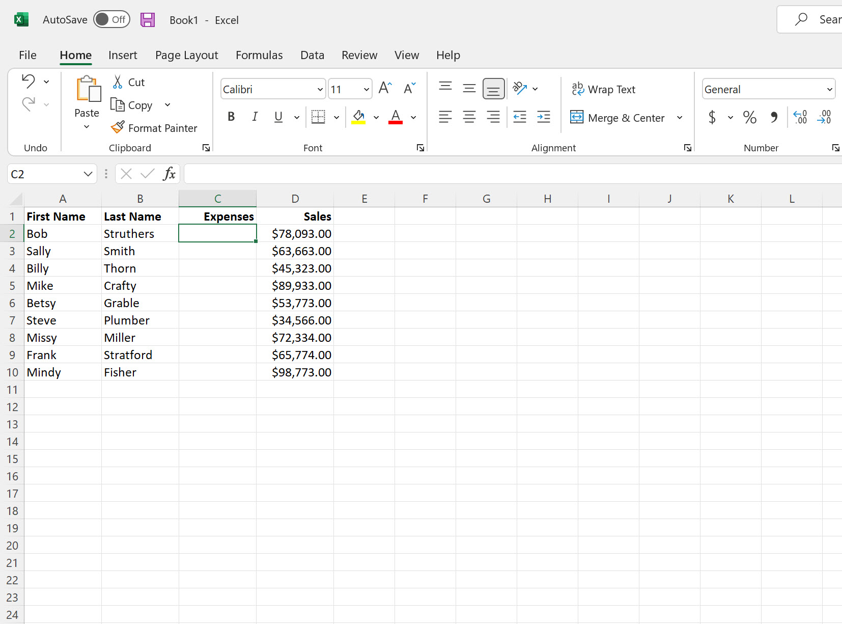 How to add a column in Excel