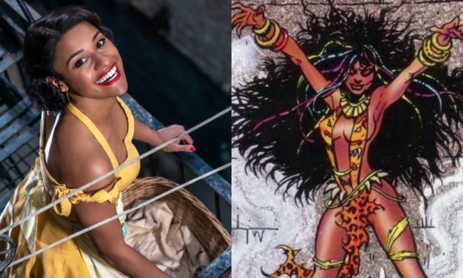 Split image of Ariana Debose in West Side Story and Calypso.