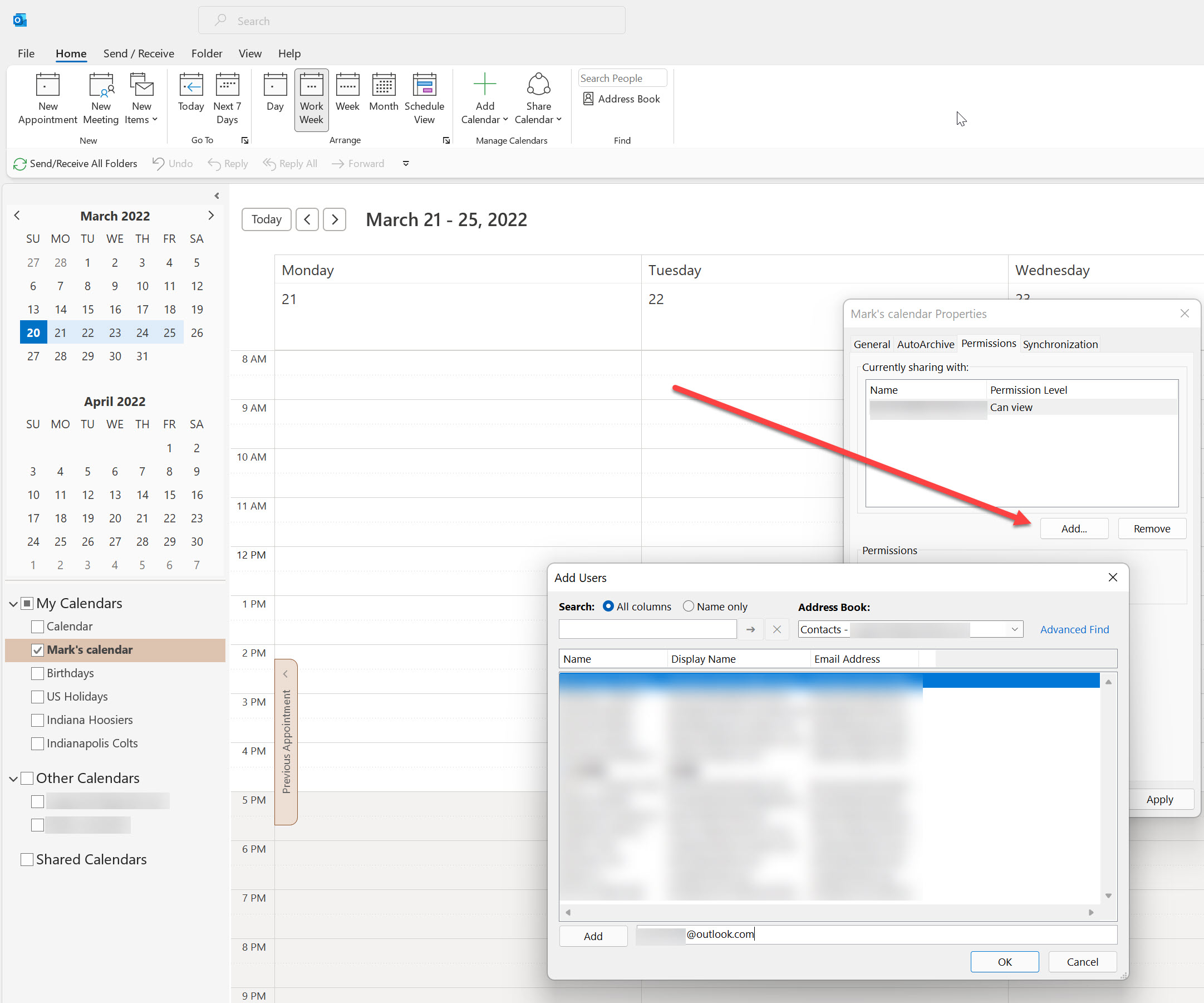 Share Your Calendar In Outlook Printable Template Calendar