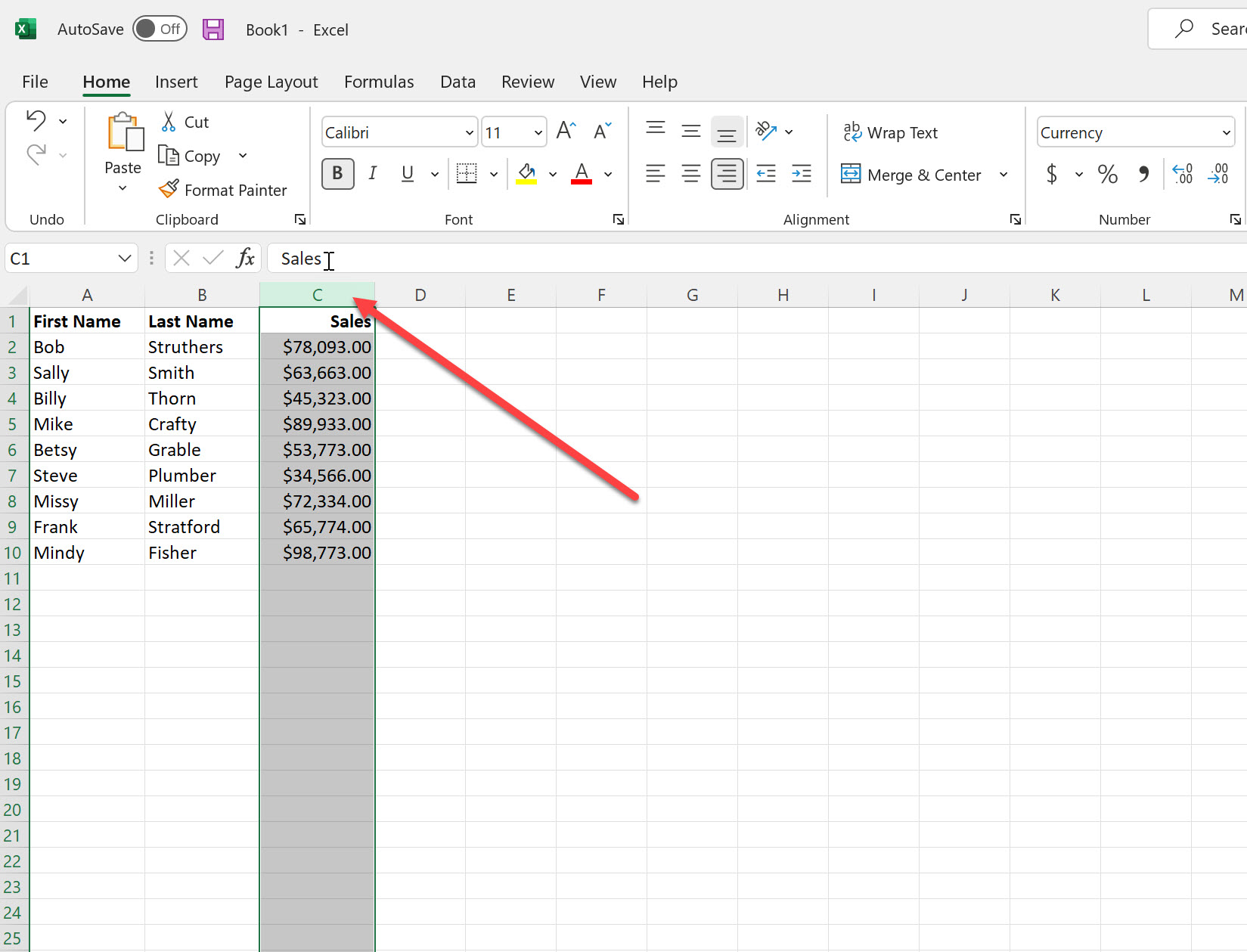 How to add a column in Excel