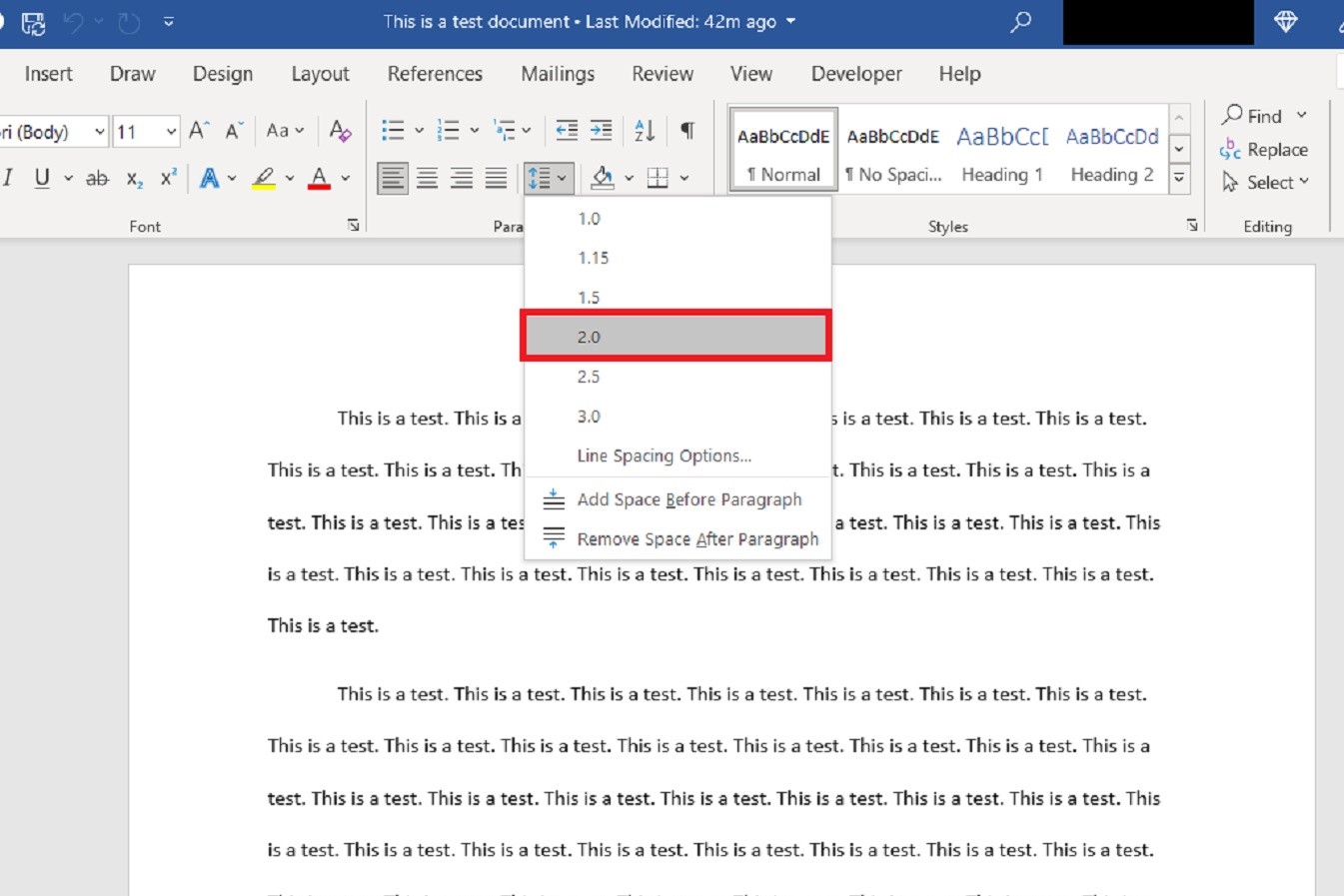 Как удвоить пространство в Microsoft Word