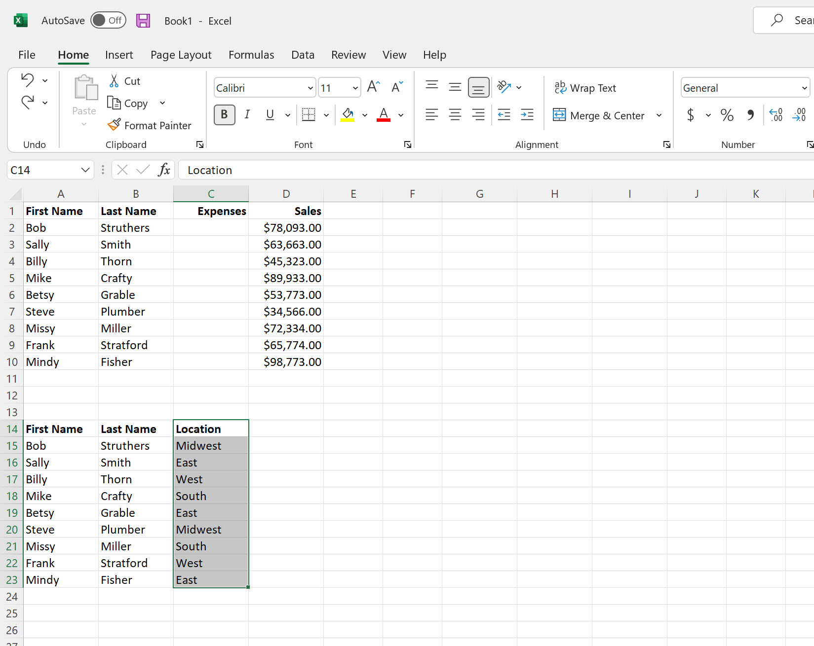 How to add a column in Excel