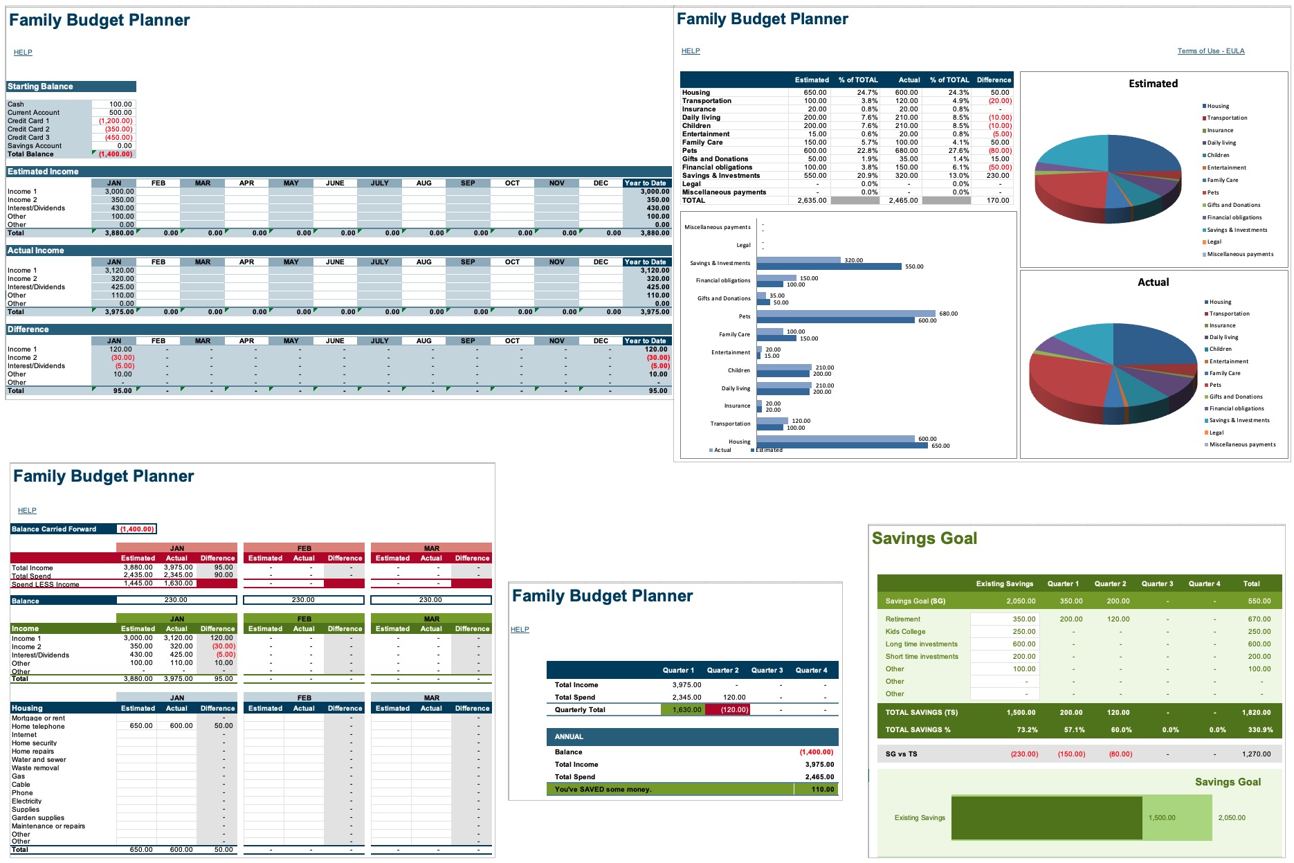 financial planning excel templates