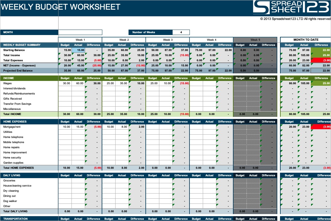 home finance excel template