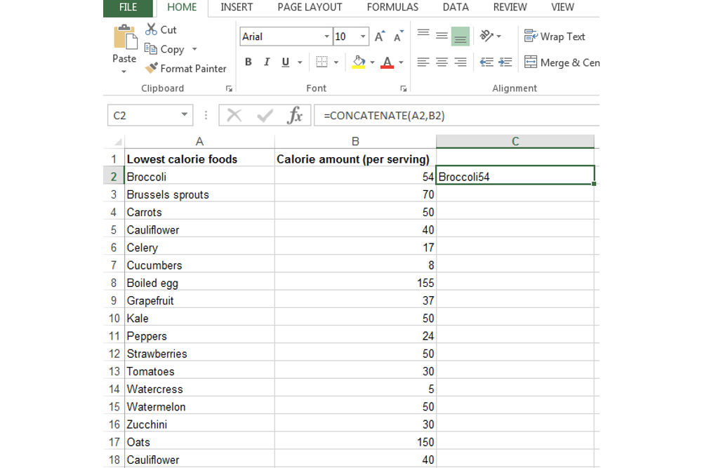 Cómo se ve una celda después de ingresar la fórmula de concatenación en Excel.