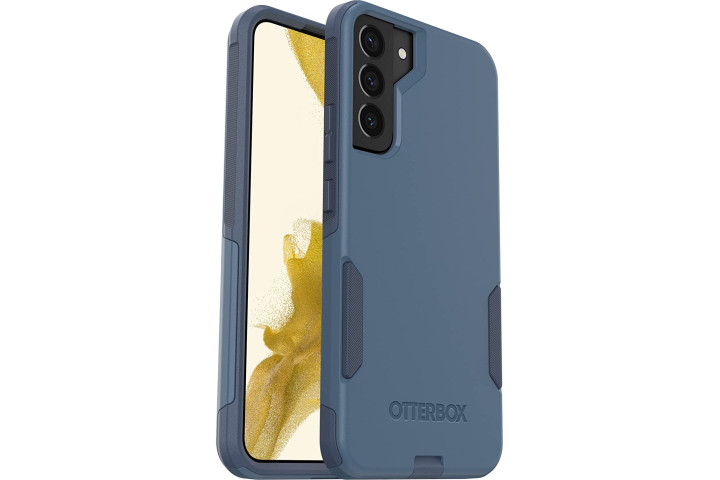 OtterBox Commuter Series Case in Blau auf dem Samsung Galaxy S22 Plus, das den schlanken Schutz zur Geltung bringt.