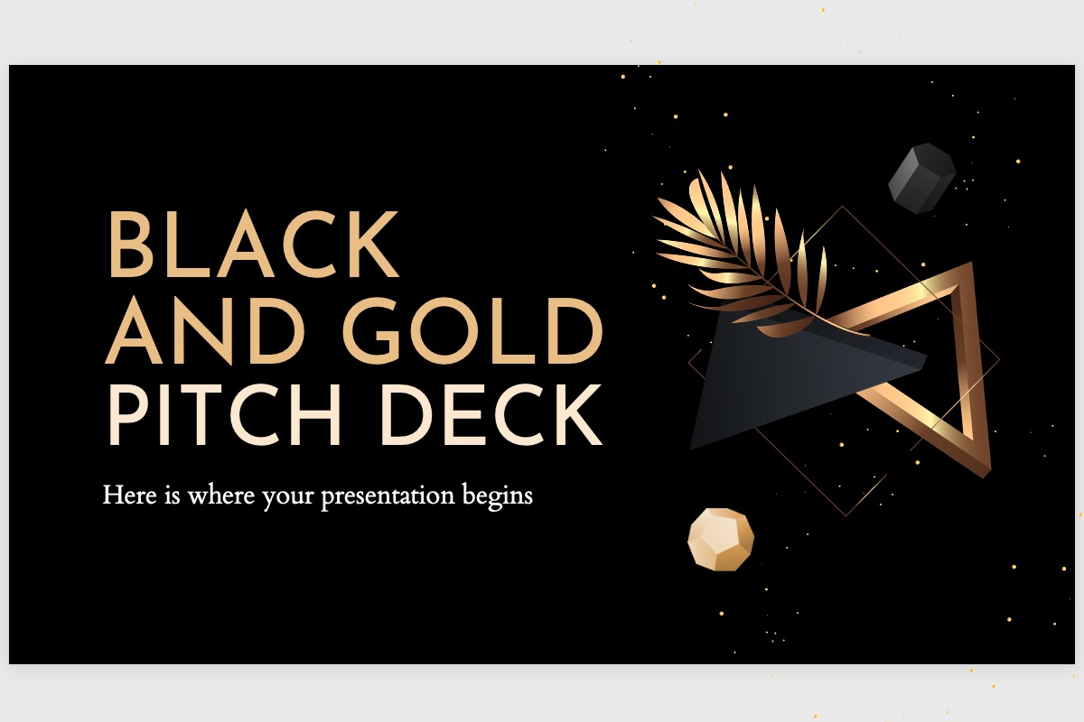 Unique black and gold PowerPoint template.