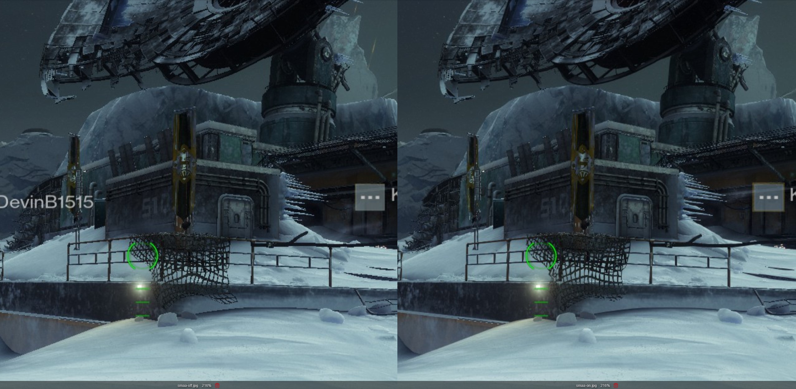 SMAA comparison in Destiny 2.