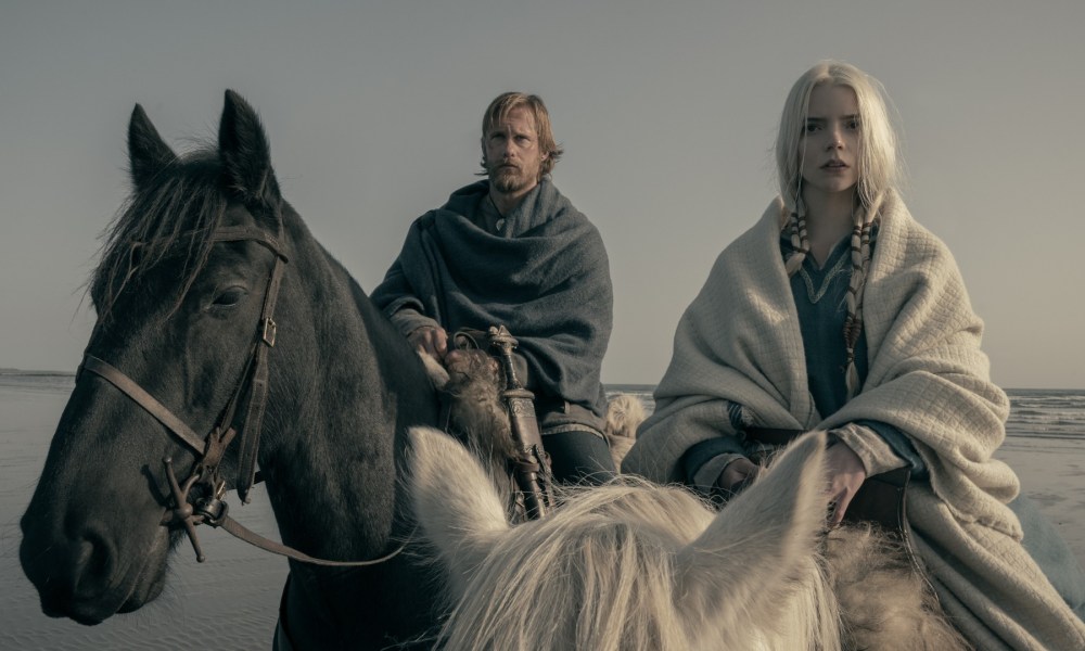 Alexander Skarsgård and Anya Taylor-Joy ride across Iceland in The Northmen.