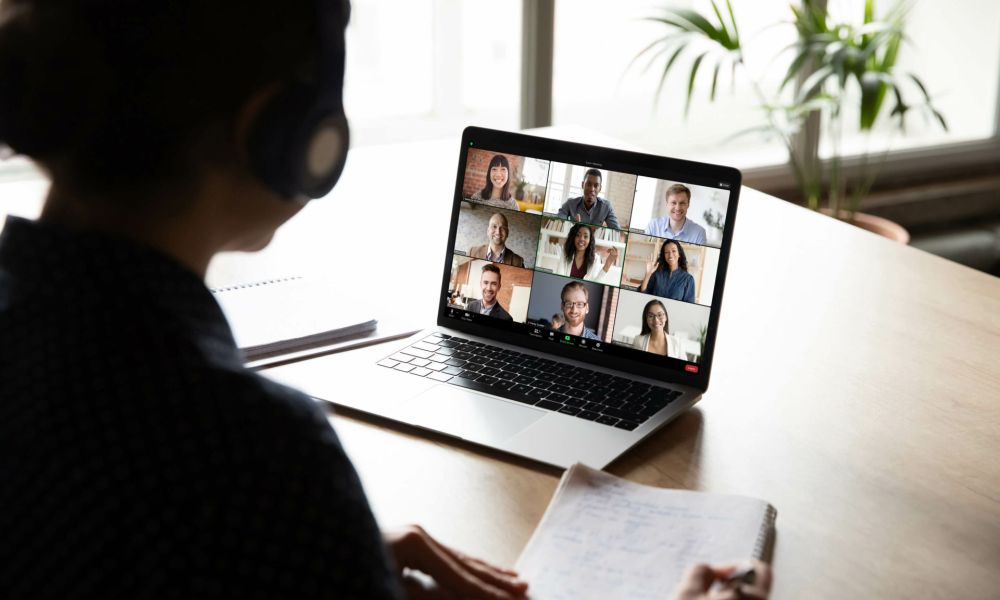 A woman on a Zoom call.