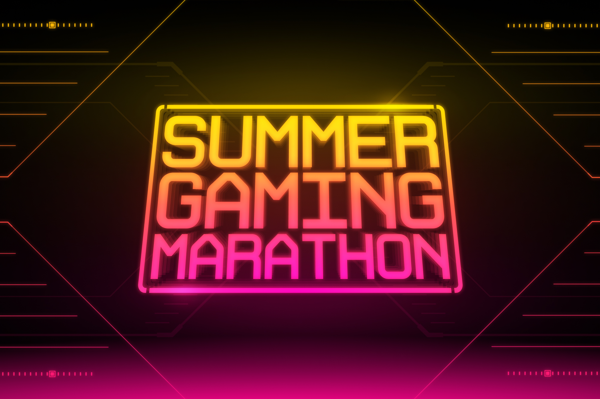 Ein Neon-Logo für den Summer Gaming Marathon von Digital Trends.