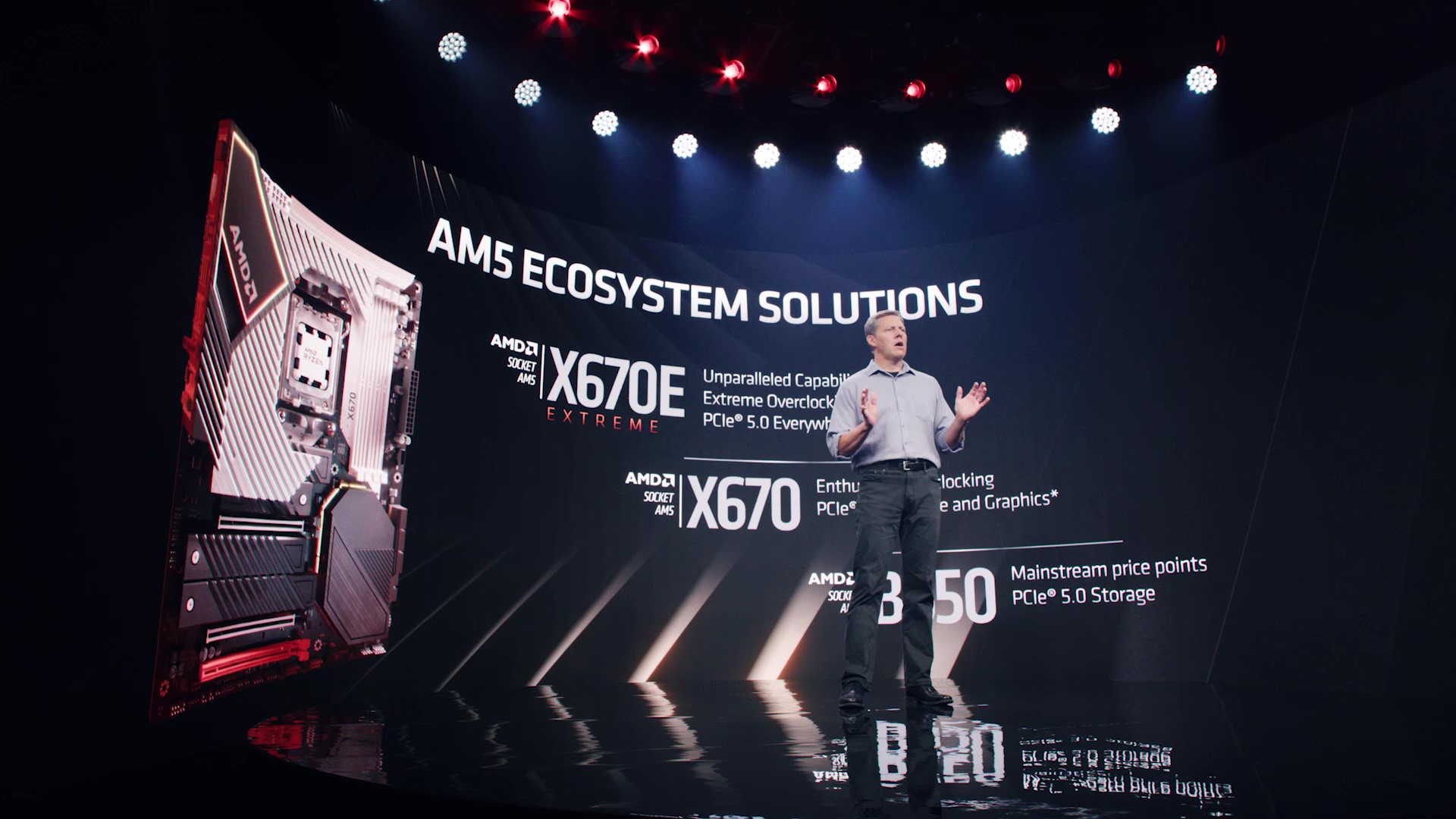 AMD presenting X670 motherboards at Computex 2022.