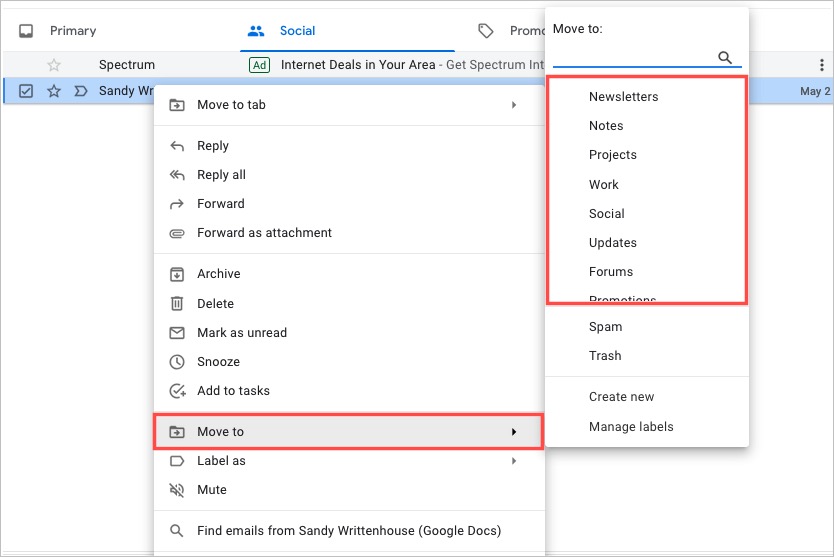 Create folders in deals gmail